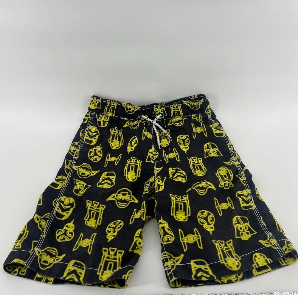 Gap Kids Star Wars Swim Trunks Black Neon Yellow Board Shorts Boys Medium M 8